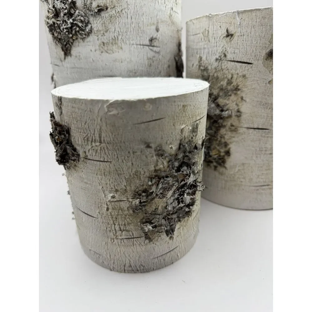 Pier One Faux Birch Nesting Pedestal Set (3) Christmas Winter Rustic‎ Cabin Rare
